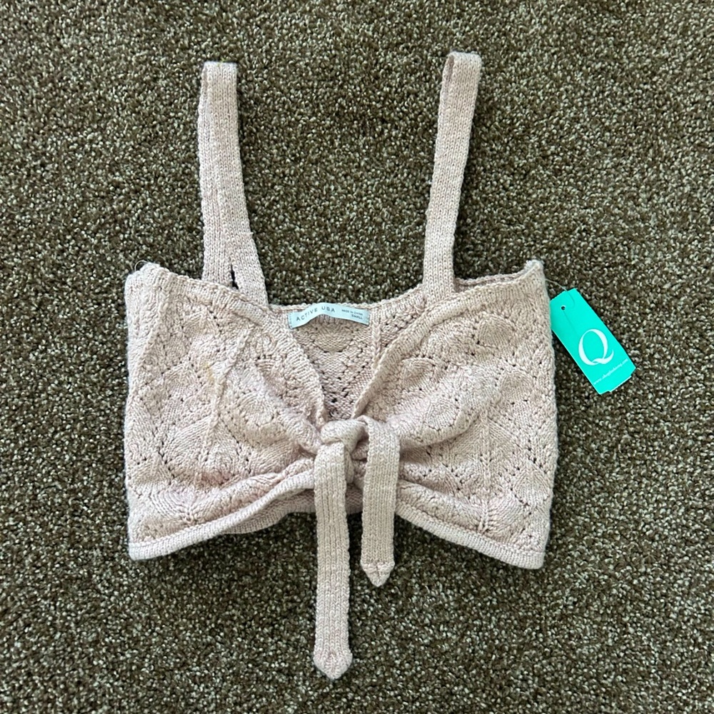 Pink Knit Crop Top